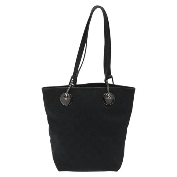 GUCCI GG Canvas Tote Bag Black Silver 120840 Auth - Picture 4 of 16